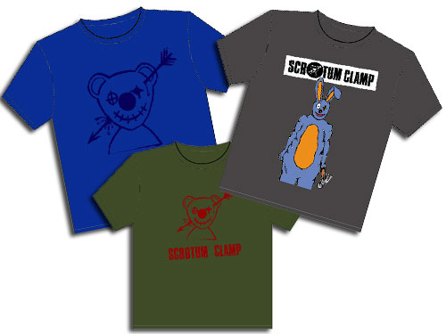 Scrotum Clamp t-shirts
